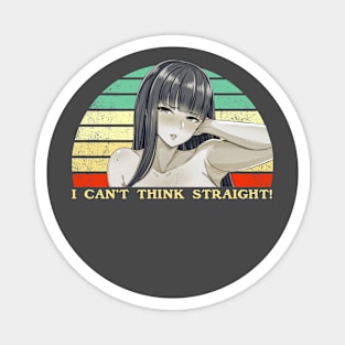 I Can't Think Straight - Lesbian Anime Pun - Retro Sunset Magnet